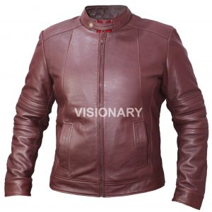 Brand New Sheepskin Original Leather Jacket For Men Stand Collar with Throat Tab