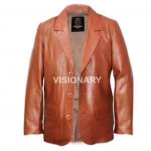 Brand New Men’s Classic Genuine Soft Lambskin Leather Blazer Three Button Coat