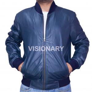 New Lambskin Original Leather Jacket For Men Glossy Finish One Skin Bomber Style