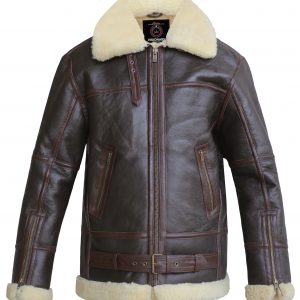 Genuine Sheepskin Real Shearling Bomber Aviator Style Leather Jacket -VM978586A