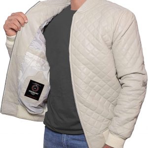 New Men’s Fashion Off White Diamond Quilted Genuine Lambskin Leather Jacket For Men – VM19217255