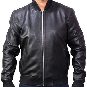 Men Fashion Genuine Leather jacket-Lambskin Original Leather Jacket For Men Glossy Finish One Skin Bomber Style-VM1921789