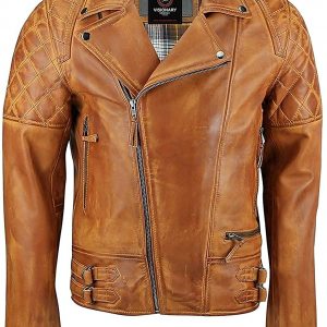 Men’s Fashion Vintage Biker Classic Quilted Diamond Original Lambskin Leather Jacket For Men – VM19217242