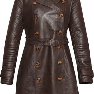 Women’s Fashion Trench Coat Style Genuine Sheepskin Real Leather Coat – VM19228460