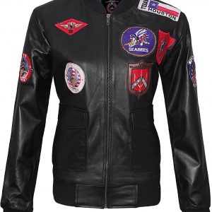Women Fashion Airforce Style Top Gun Jacket – Genuine Sheepskin Leather – VM19228458